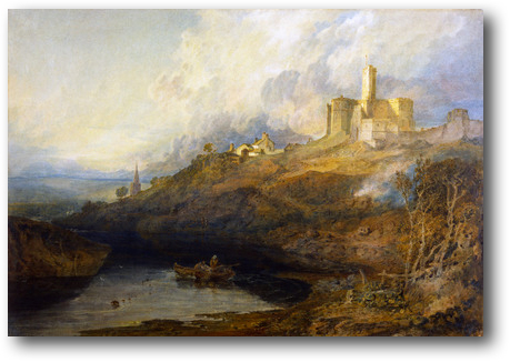 Warksworth Castle, Northumberland - Thunder Storm Approaching at Sunset. William Turner.