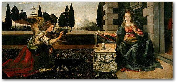 The Annunciation by Leonardo da Vinci.